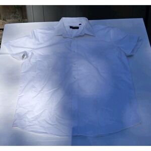 SoftBusiness Tech Shirt Men's XL Tall White Short Sleeve Button Front Dress...
